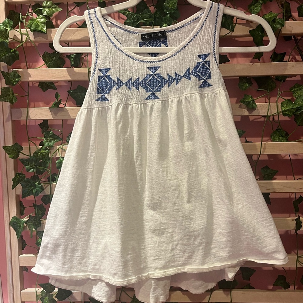 Volcom White Boho Sleeveless Tunic Top